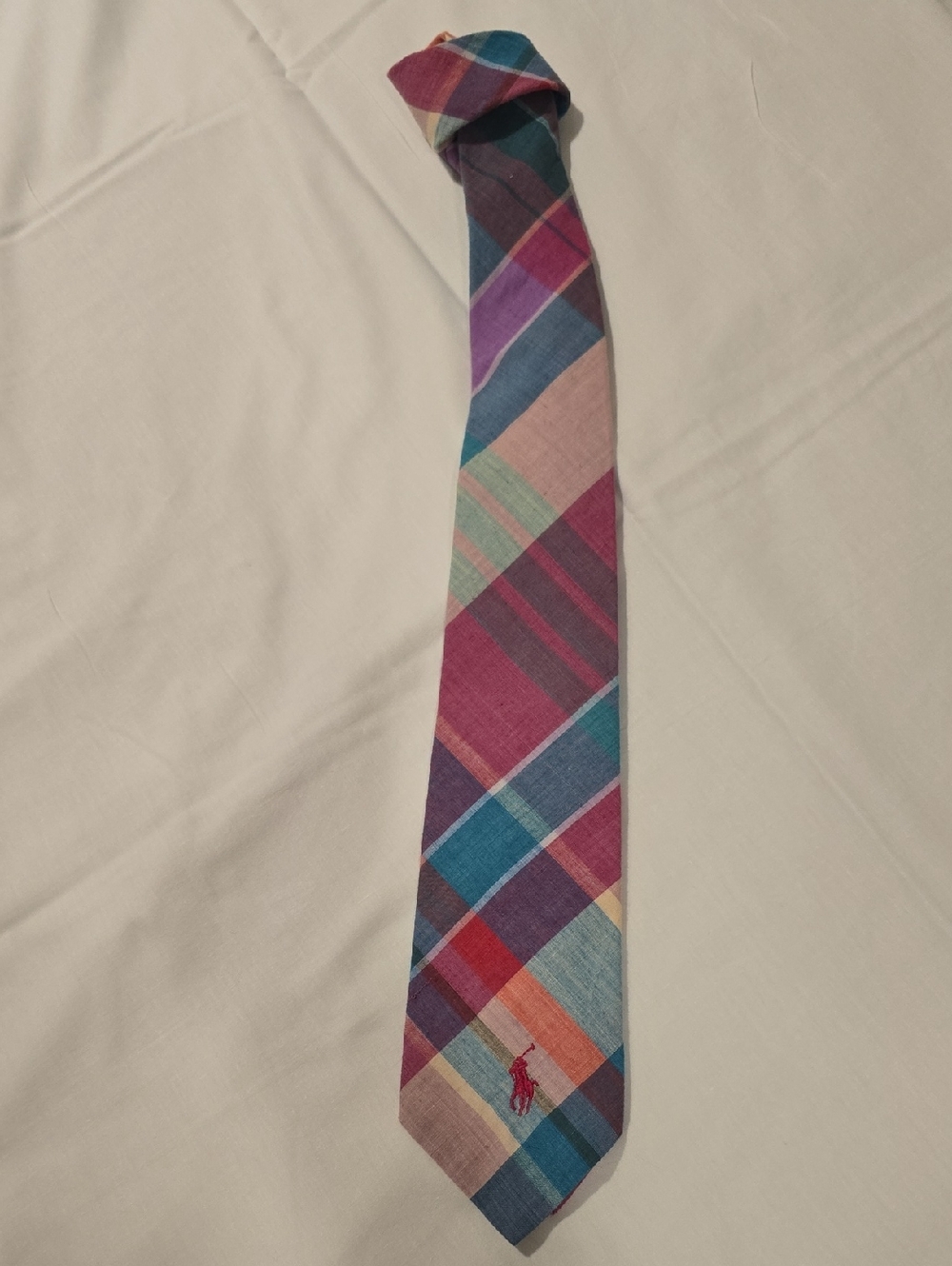 Polo Ralph Lauren Multi-Color Plaid Tie with Red Pony Vintage